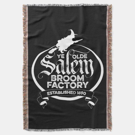 セーラム魔女の箒工場 - 楽しいヴィンテージゴシック スローブランケット (正面縦)