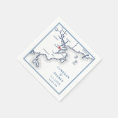 セーラムMAマップエレガントネイビーブルー結婚ズ スタンダードカクテルナプキン (角)