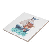 セーラーべア 水彩画 海の波 海の少年 赤ちゃん タイル (側面)