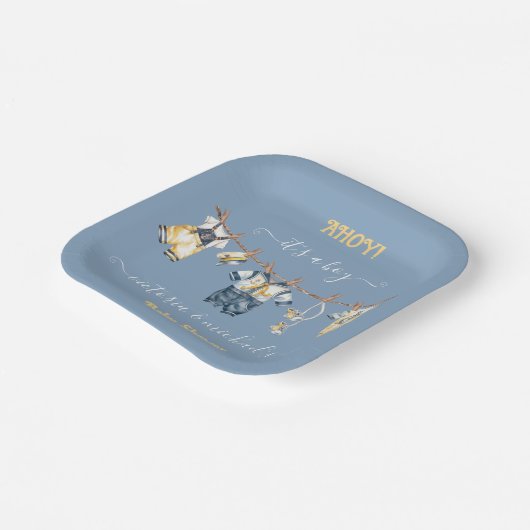 セーラーアホ航海のイボーイ赤ちゃんシャワー物干し ペーパープレート (傾斜あり)