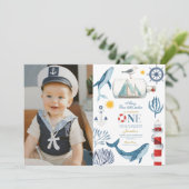 セーラーウォーターカラーホエールシー1st誕生日 招待状 (スタンド正面)