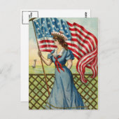 セーラーガール – ヴィンテージ航海の愛国芸術 ポストカード (正面/裏面)