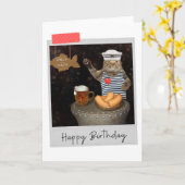 セーラーキャットアットザパブおもしろい誕生日 カード (黄色い花)