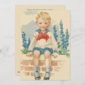 セーラースーツボーイ誕生パーティーの招待 招待状 (正面/裏面)