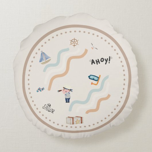 セーラーズドリーム子供部屋ラウンドピロー ラウンドクッション (裏面)