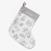 セーラータトオ航海のス海パターン（の模様が）ある ラージクリスマスストッキング (正面 (吊り時))