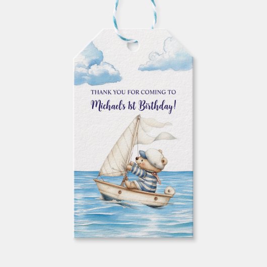 セーラーテディベアの誕生日パーティー ギフトタグ (正面)