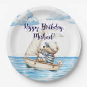 セーラーテディベア誕生日 ペーパープレート (正面)