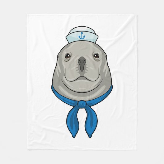 セーラーハットでセーラー服 フリースブランケット (正面)