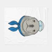 セーラーハットでセーラー服 フリースブランケット (正面(横))