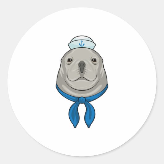 セーラーハットでセーラー服 ラウンドシール (正面)