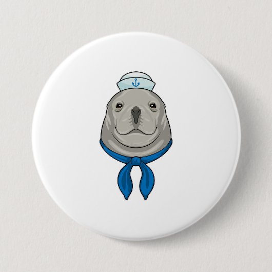 セーラーハットでセーラー服 缶バッジ (正面)