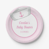 セーラーハットガール航海のベビーシャワー ペーパープレート (正面)