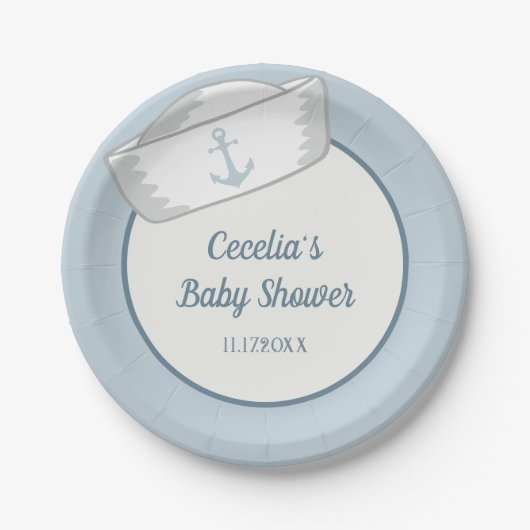 セーラーハットボーイ航海のベビーシャワー ペーパープレート (正面)