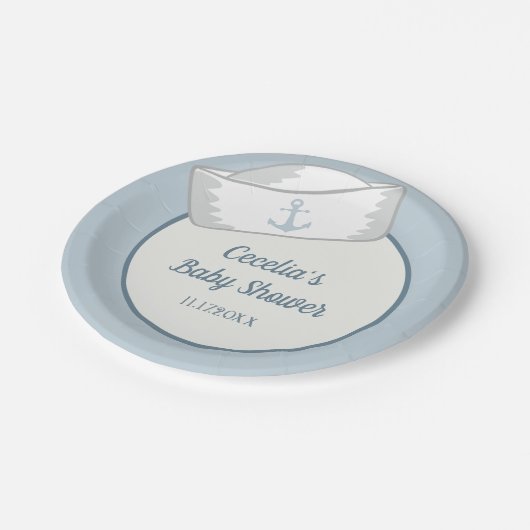 セーラーハットボーイ航海のベビーシャワー ペーパープレート (アングル)