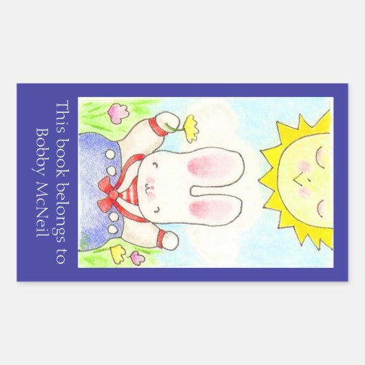 セーラーバニー蔵書票 長方形シール (正面)