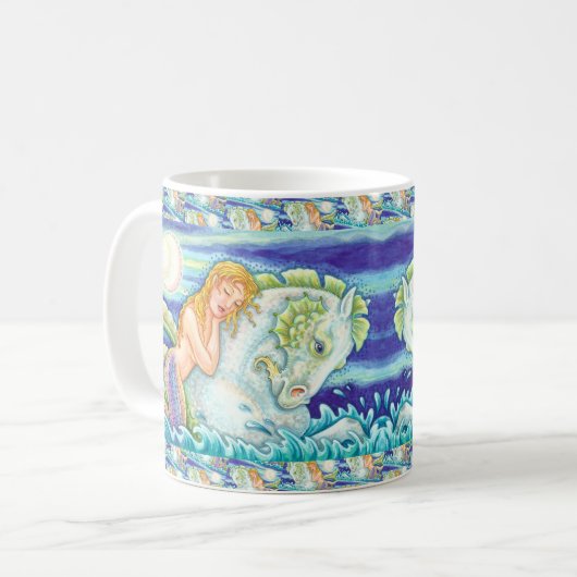セーラーファンタジー人魚が人馬に乗って乗馬 コーヒーマグカップ (正面左)