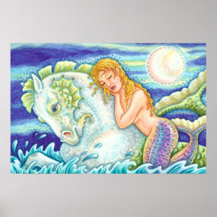 セーラーファンタジー人魚が人馬に乗って乗馬 ポスター