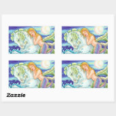 セーラーファンタジー人魚が人馬に乗って乗馬 長方形シール (シート)