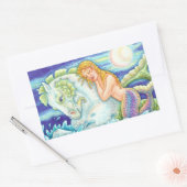 セーラーファンタジー人魚が人馬に乗って乗馬 長方形シール (封筒)