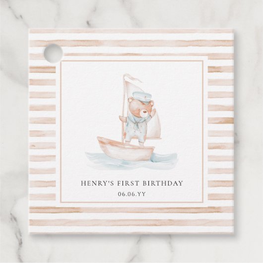 セーラーベアタンストライプ誕生日 フェイバータグ (正面)