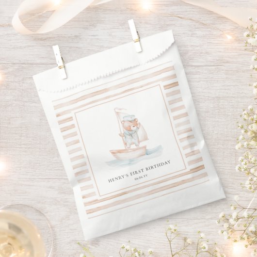 セーラーベアタンストライプ誕生日 フェイバーバッグ (クリップ留めされた状態)