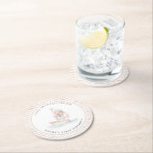 セーラーベアタンストライプ誕生日 ラウンドペーパーコースター (インサイチュ)