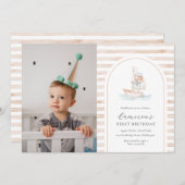 セーラーベアタンストライプ誕生日 招待状 (正面/裏面)