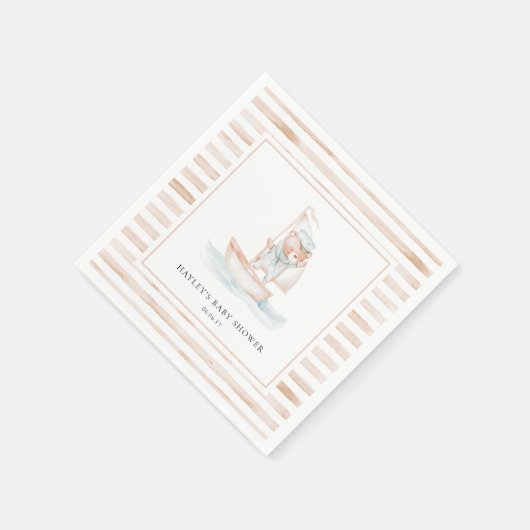セーラーベアータンストライプベビーシャワー スタンダードカクテルナプキン (角)