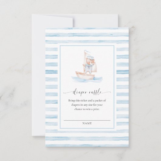 セーラーベアーブルーストライプチケットラッフル挿入カード 招待状 (正面)