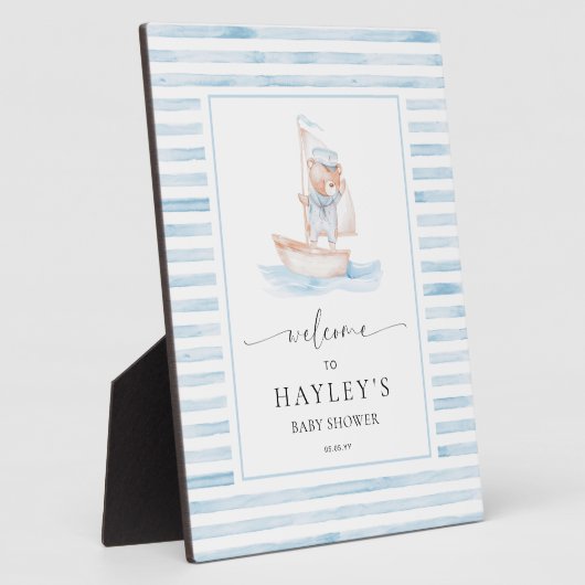 セーラーベアーブルーストライプ歓迎 フォトプラーク (側面)