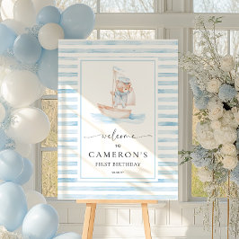 セーラーベアーブルーストライプ歓迎 ポスター