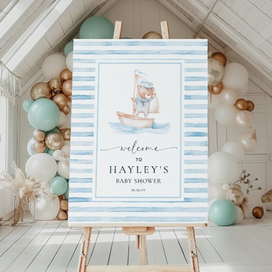 セーラーベアーブルーストライプ歓迎 ポスター