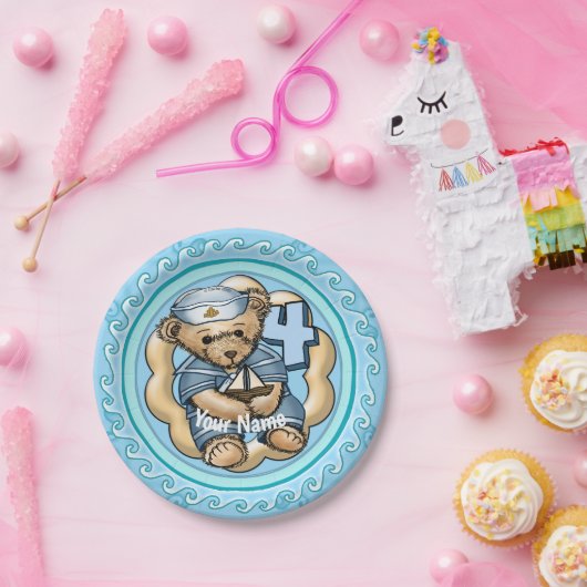 セーラーベア4年古い誕生日紙プレート ペーパープレート (パーティー)