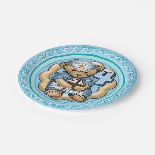 セーラーベア4年古い誕生日紙プレート ペーパープレート (アングル)