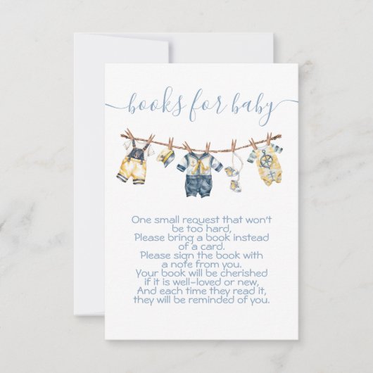 セーラーベビーシャワー物干し線で本を持ってくる 招待状 (正面)