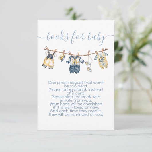 セーラーベビーシャワー物干し線で本を持ってくる 招待状 (スタンド正面)