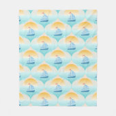 セーラーボートビーチへの旅 フリースブランケット (正面)