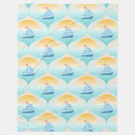 セーラーボートビーチへの旅 フリースブランケット