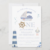 セーラーボートボーイ誕生日 招待状 (正面)