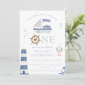 セーラーボートボーイ誕生日 招待状 (スタンド正面)