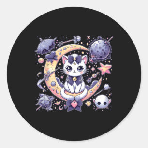 セーラームーかわいいムーンキャット宇宙魔法ゴシック風ハロ ラウンドシール