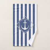 セーラーライフ、コバルトブルーストライプいかり バスタオルセット (ハンドタオル)