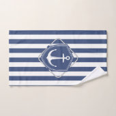 セーラーライフ、コバルトブルーストライプいかり バスタオルセット (ハンドタオル)