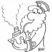 セーラー喫煙船の形をしたパイプ。おもしろい シール (正面)