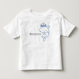 セーラー帽をかぶったイルカの名入れデザイン トドラーTシャツ