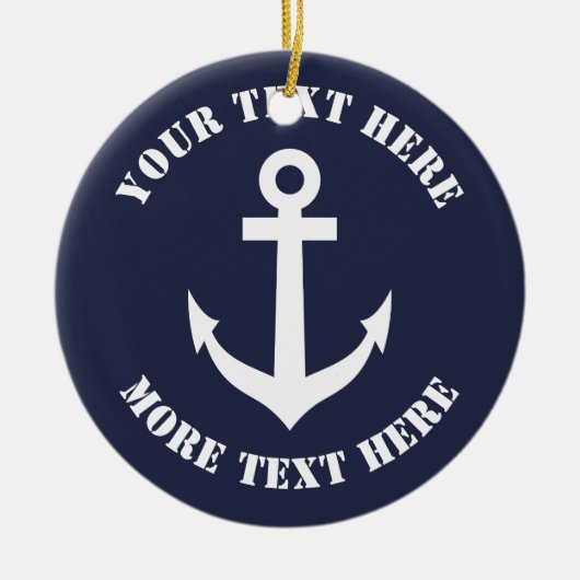 セーラー航海のいかりのクリスマス飾り セラミックオーナメント (正面)