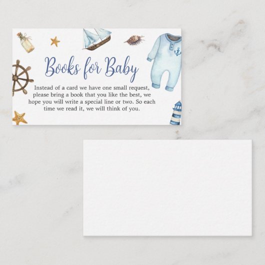 セーラー航海のアホイ赤ちゃんシャワーベビー本 エンクロージャーカード (正面/裏面)