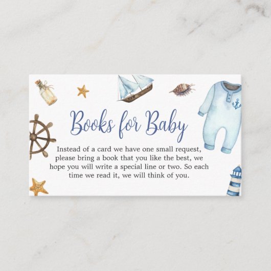 セーラー航海のアホイ赤ちゃんシャワーベビー本 エンクロージャーカード (正面)