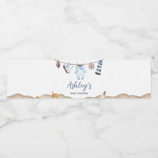 セーラー航海のアホイ赤ちゃんシャワー ペットボトルラベル (シングルラベル)